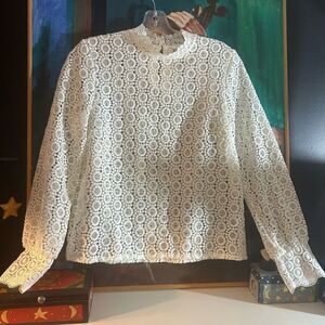 H&M Crochet White Lace Women's Blouse Size 6